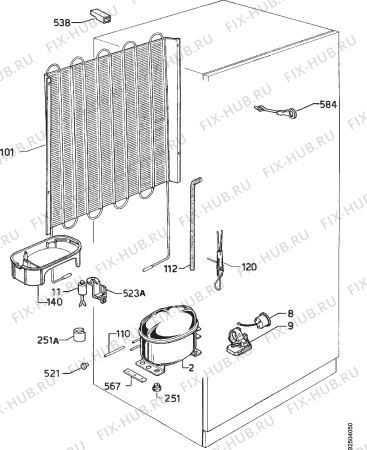 Взрыв-схема холодильника Zanker USD290GL - Схема узла Cooling system 017